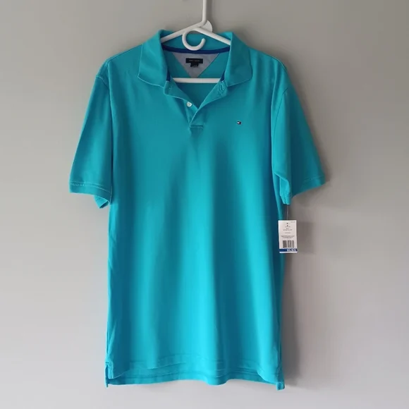 New Tommy Hilfiger Boy's Polo Shirt Short-Sleeve Buttons Blue Extra Large XL 20 - Picture 1 of 10
